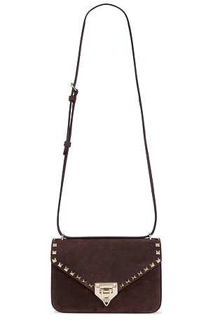 Valentino Garavani Rockstud Small Shoulder Bag in Brown