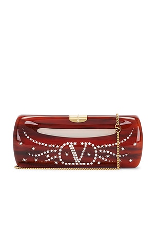 Valentino Garavani Pince Minaudiere Clutch in Brown