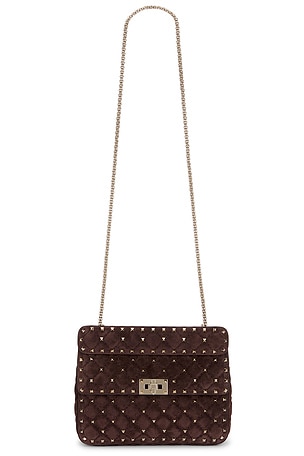 Valentino Garavani Rockstud Spike Medium Shoulder Bag in Brown
