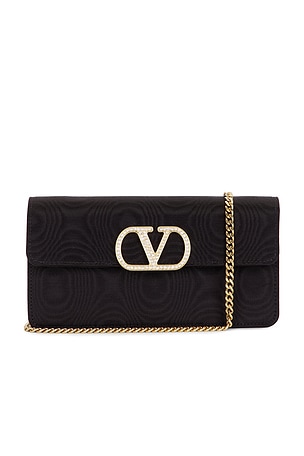 Valentino Garavani Vlogo Signature Wallet With Strap in Black