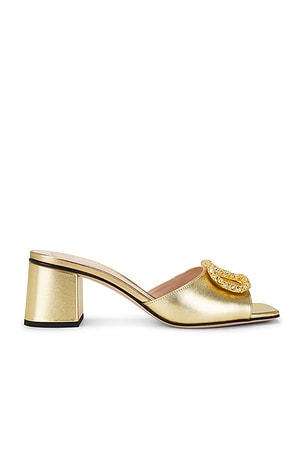 Valentino Garavani VLogo Signature Mule in Metallic Gold