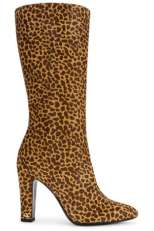 Valentino Garavani St. Mini Animalier Hair Calf 100 Boot in Brown