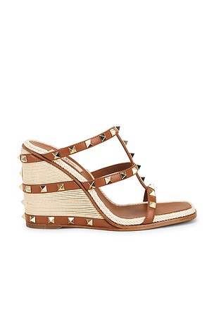 Valentino Garavani Rockstud Espadrille Mule in Brown
