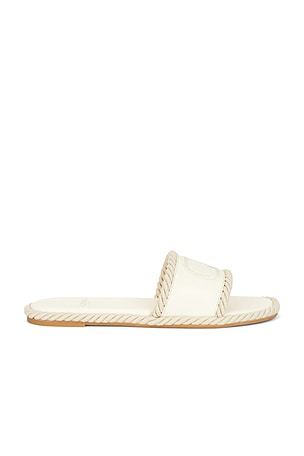 Valentino Garavani V Logo Torchon Slide Espadrilles in Ivory