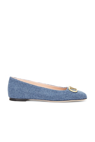 Valentino Garavani V Logo Signature Ballet Flat in Blue