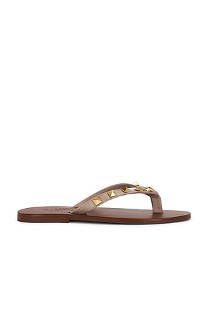 Valentino Garavani Rockstud Thong Sandal in Brown