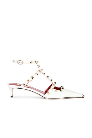 Valentino Garavani Rockstud Ankle Strap Pump in White