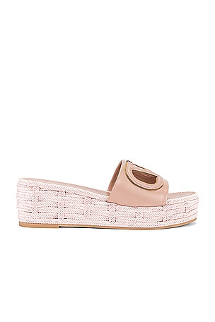 Valentino Garavani V Logo Cut Out Slide in Rose
