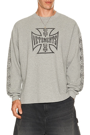 VETEMENTS Big Biker Cross Waffle Longsleeve in Grey