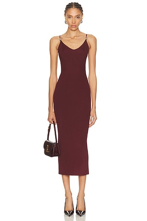 VERSACE Knit Midi Dress in Burgundy