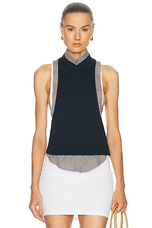 VERSACE Cut Out Tank Top in Navy