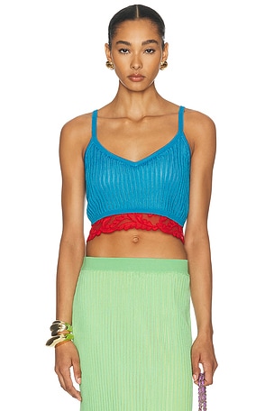 VERSACE Ribbed Top in Blue