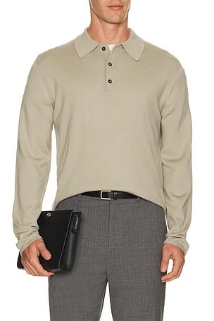 Valentino Vlogo Long Sleeve Polo in Beige