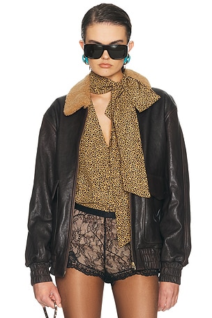 Valentino Aged Effect Leather Jacket in Brown