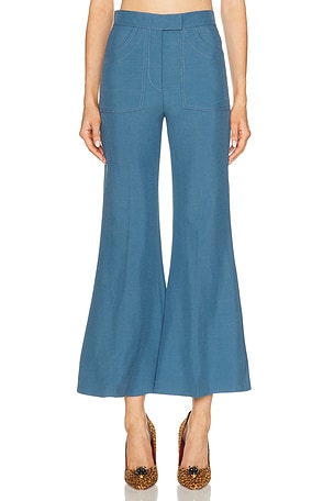 Valentino Lana Mohair Pant in Blue