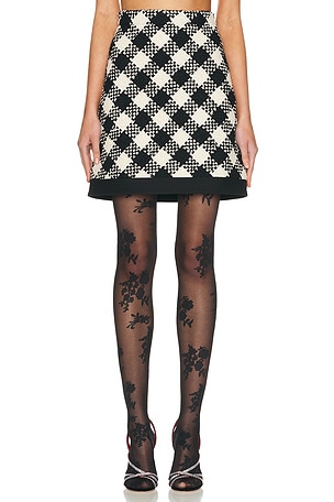 Valentino Damier Tweed Skirt in Black,Cream