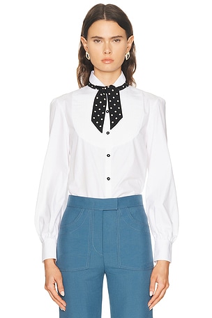 Valentino Cotton Popeline Shirt in White