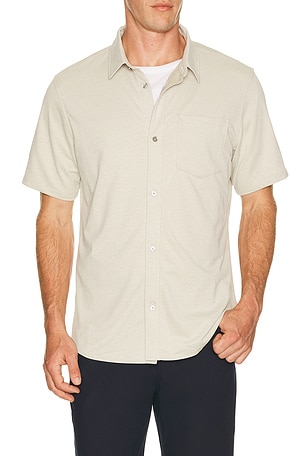 Vuori Knit Oxford Button Down Shirt in Cream