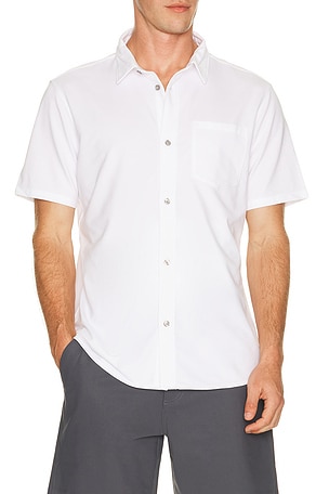 Vuori Knit Oxford Button Down Shirt in White