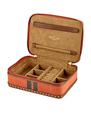 WOLF Ida Travel Zip Jewelry Case With Handle in Orange