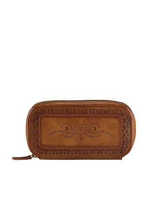 WOLF Brogue 2 Piece Watch Zip Case in Brown