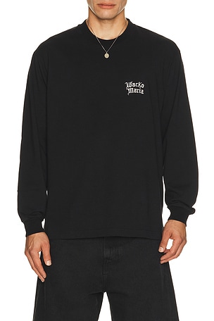 WACKO MARIA Washed Heavy Weight Crew Neck Long Sleeve T-Shirt Type 4 in Black