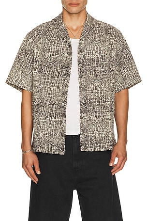 WACKO MARIA Wolf's Head 50's Short Sleeve Shirt Type 3 in Brown