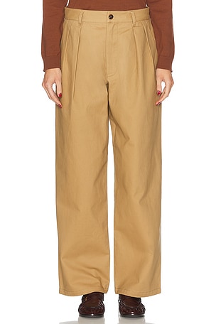 WAO Wide Leg Pleated Trouser in Brown
