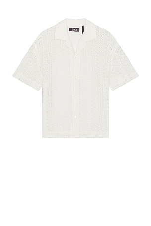 WAO Crochet Lace Camp Shirt in White