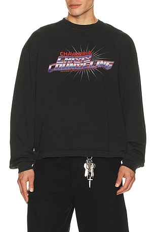 Willy Chavarria Crisis Counseling Longsleeve Buffalo Tee in Black