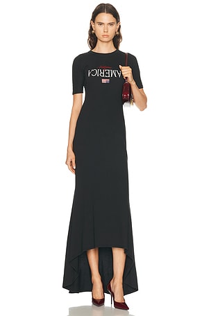 Willy Chavarria Welcome To America Jersey Gown in Black