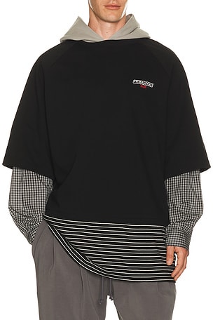 WE11DONE Multi-Layered Hoodie in Black