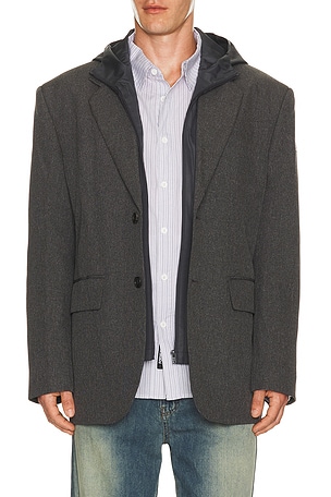 WE11DONE Hood Detachable Blazer in Grey
