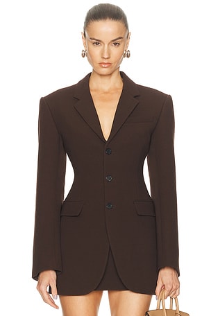 WARDROBE.NYC Longline Blazer in Chocolate