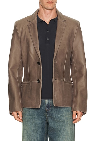 Won Hundred Oliver Leather Blazer in Brown