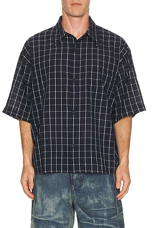 Won Hundred Maza Check Short Sleeve Shirt in Navy
