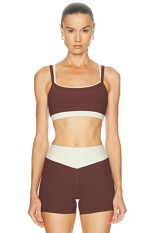 YEAR OF OURS Ribbed Layer Bralette in Brown