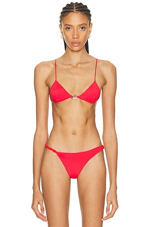Ziah Hardware Triangle Bikini Top in Red