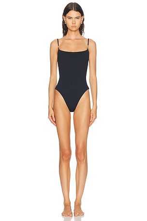 Ziah Tweed Beaded One Piece Swimsuit in Black