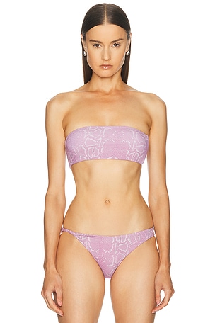Ziah Twisted Bandeau Bikini Top in Purple
