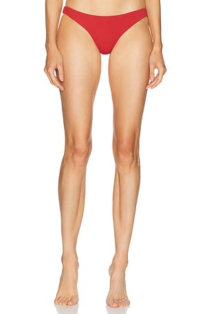 Ziah Tweed Beaded Cut Out Bikini Bottom in Red
