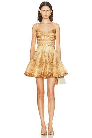 Zimmermann Luna Twist Mini Dress in Tan