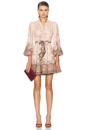 Zimmermann Alchemy Button Mini Dress in Rose