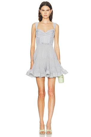Zimmermann Pleated Draped Mini Dress in Slate
