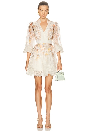 Zimmermann Luna Lace Lantern Dress in Cream