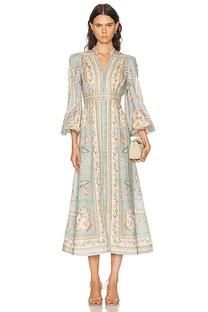 Zimmermann Roselight Plunge Dress in Blue