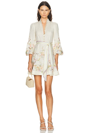 Zimmermann Valiant Button Mini Dress in White
