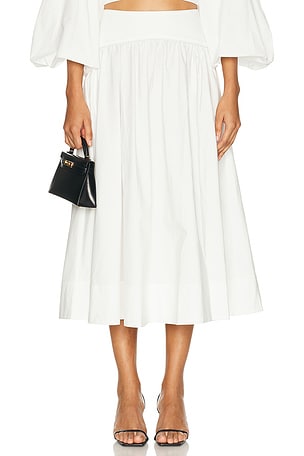 Zimmermann Poplin Midi Skirt in Ivory