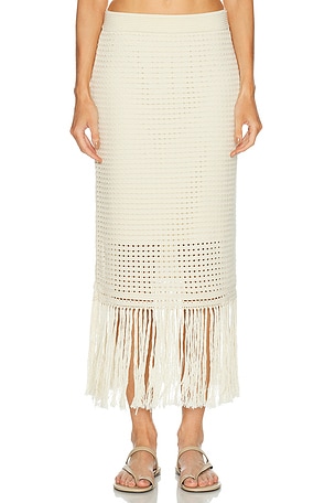 Zimmermann Indra Fringe Skirt in Cream