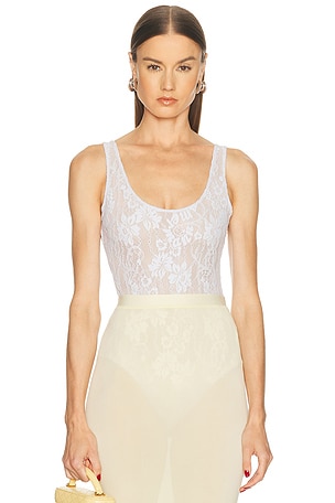 Zimmermann Lace Scoop Bodysuit in Lavender